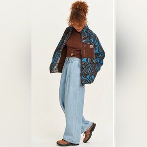 Lucy & Yak Cole Super Wide Leg Jeans: ORGANIC DENIM - Light Wash Blue. Size 28